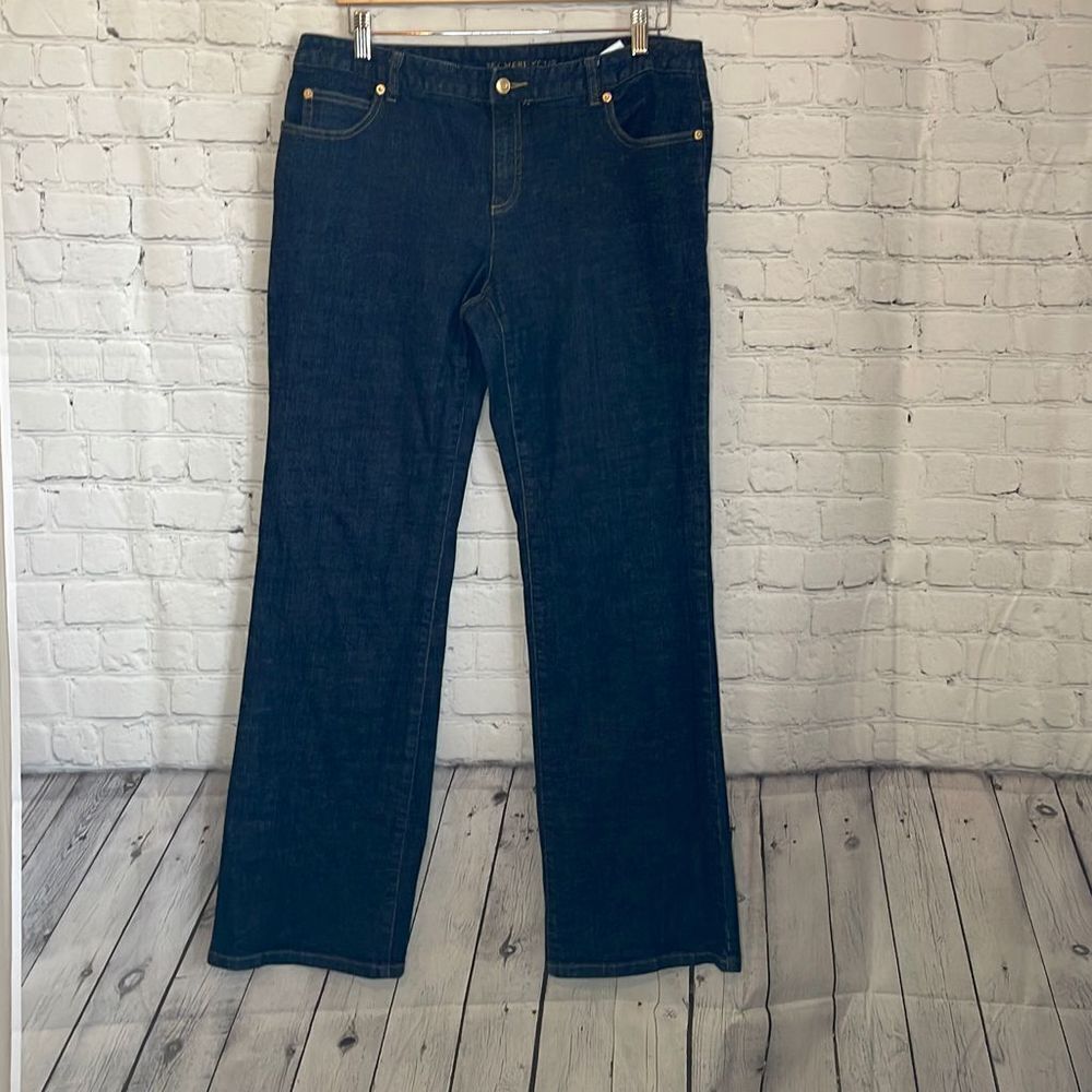 Michael Kors Dark Wash Women’s Jeans size 12 Gold buckle back pocket